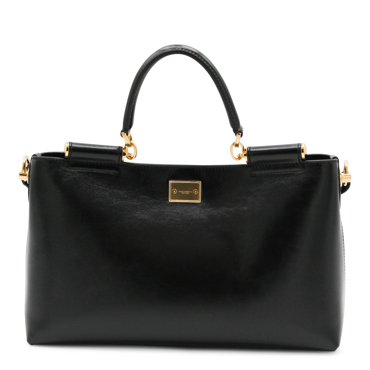 BLACK LEATHER MY SICILY SHOULDER BAG