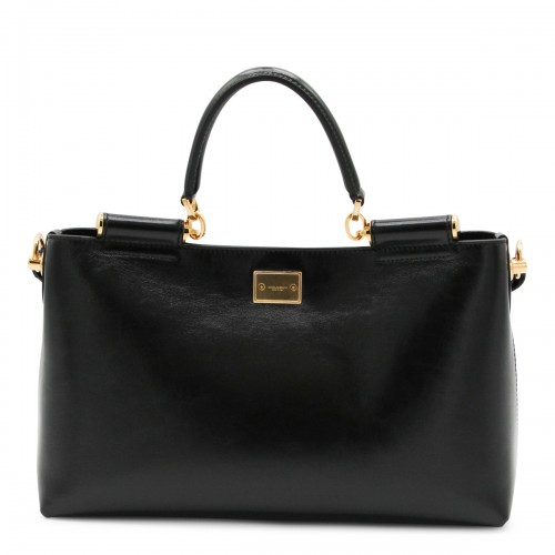 BLACK LEATHER MY SICILY SHOULDER BAG