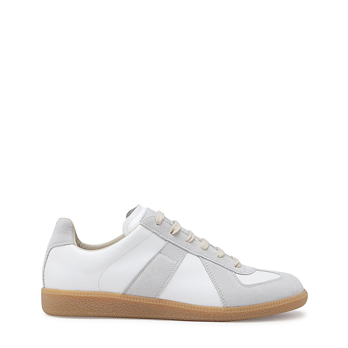 WHITE AND GREY LEATHER REPLICA SNEAKERS