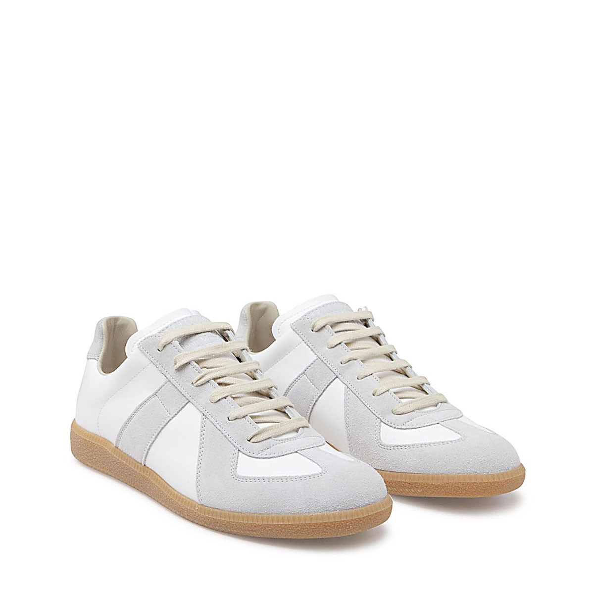 WHITE AND GREY LEATHER REPLICA SNEAKERS