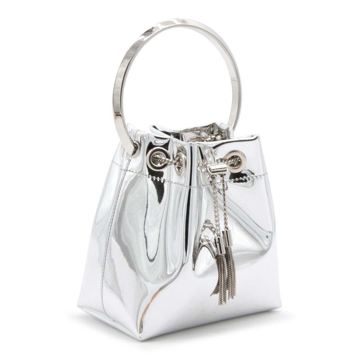 SILVER LEATHER BON BON SATCHEL