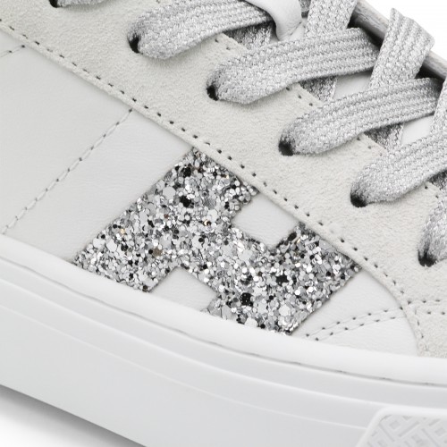 WHITE AND BLACK LEATHER SNEAKERS