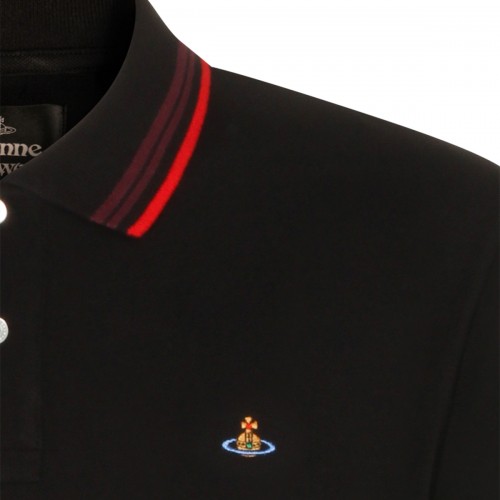 BLACK COTTON POLO SHIRT