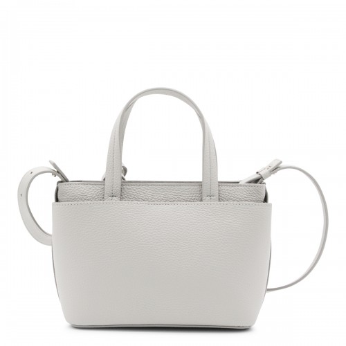 GREY LEATHER TOP HANDLE BAG
