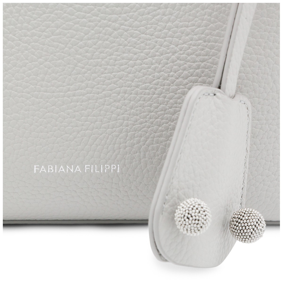 GREY LEATHER TOP HANDLE BAG