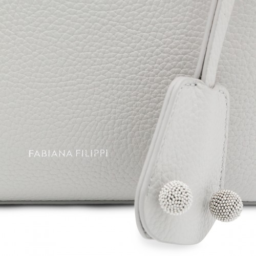 GREY LEATHER TOP HANDLE BAG