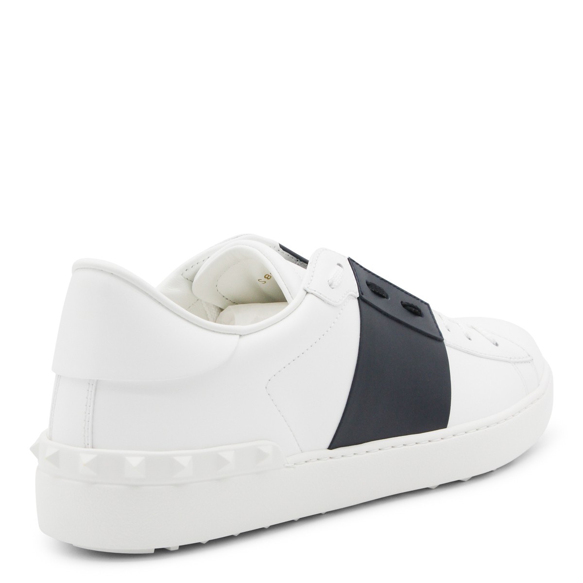 WHITE AND BLUE LEATHER OPEN SNEAKERS