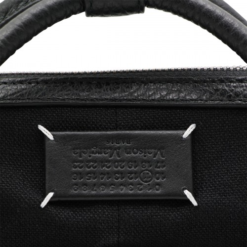 BLACK LEATHER TOP HANDLE BAG