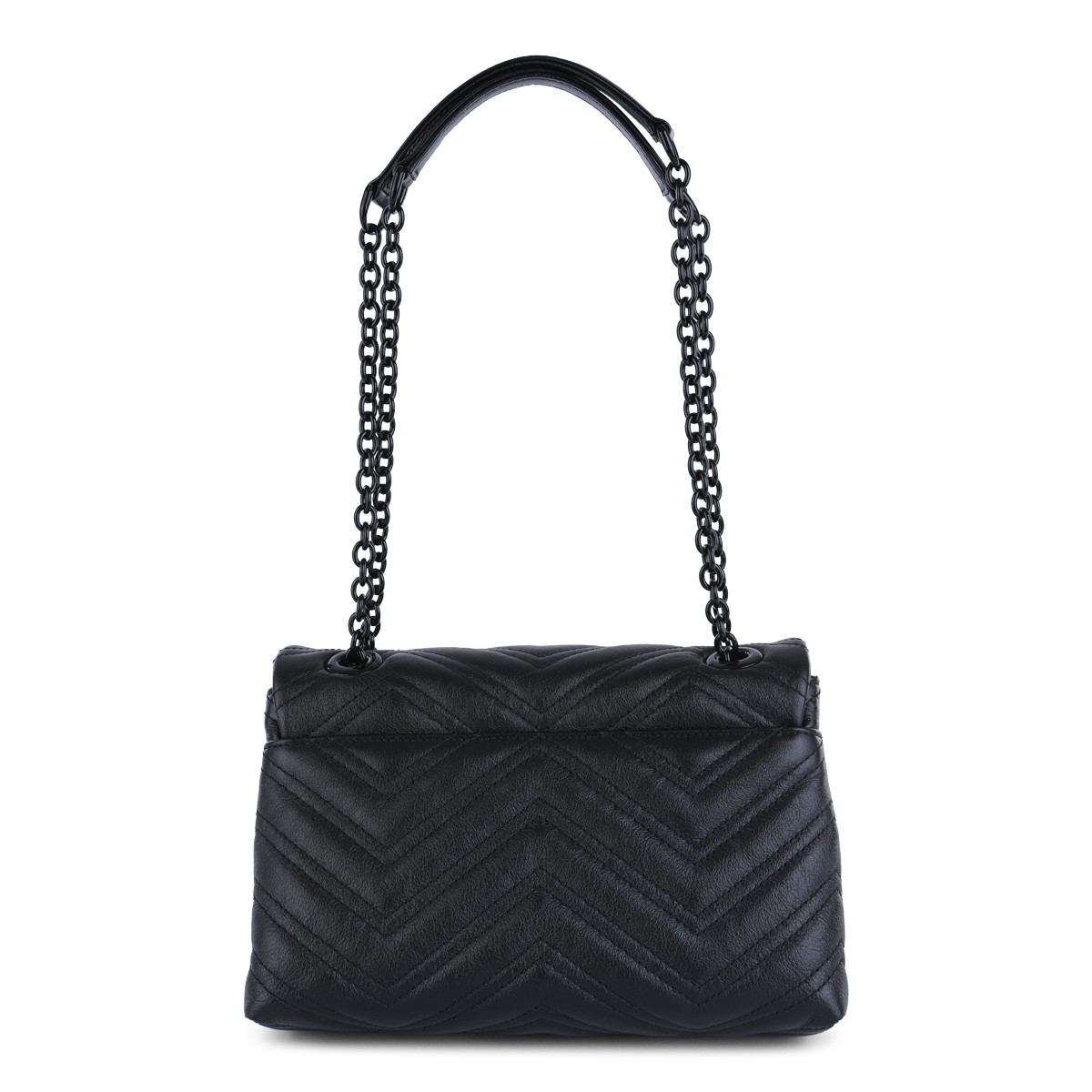 BLACK LEATHER SHOULDER BAG