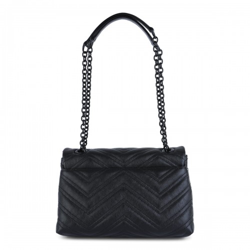 BLACK LEATHER SHOULDER BAG