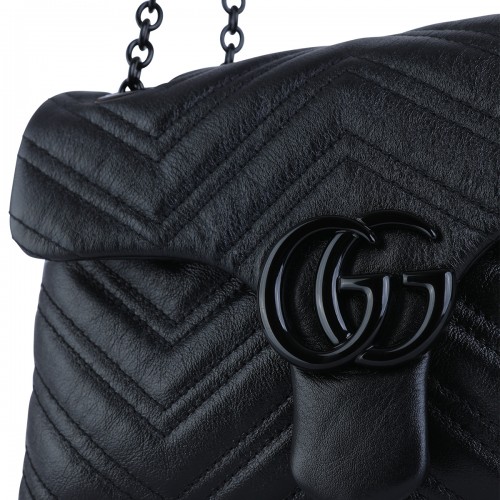 BLACK LEATHER SHOULDER BAG