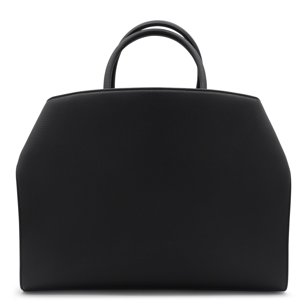BLACK LEATHER HUG SHOULDER BAG