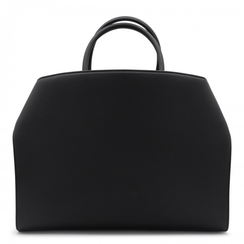 BLACK LEATHER HUG SHOULDER BAG