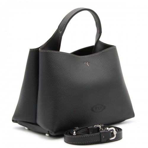 BLACK LEATHER TOTE BAG 2