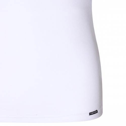 WHITE COTTON BLEND TANK TOP