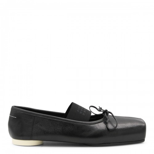 BLACK LEATHER FLATS