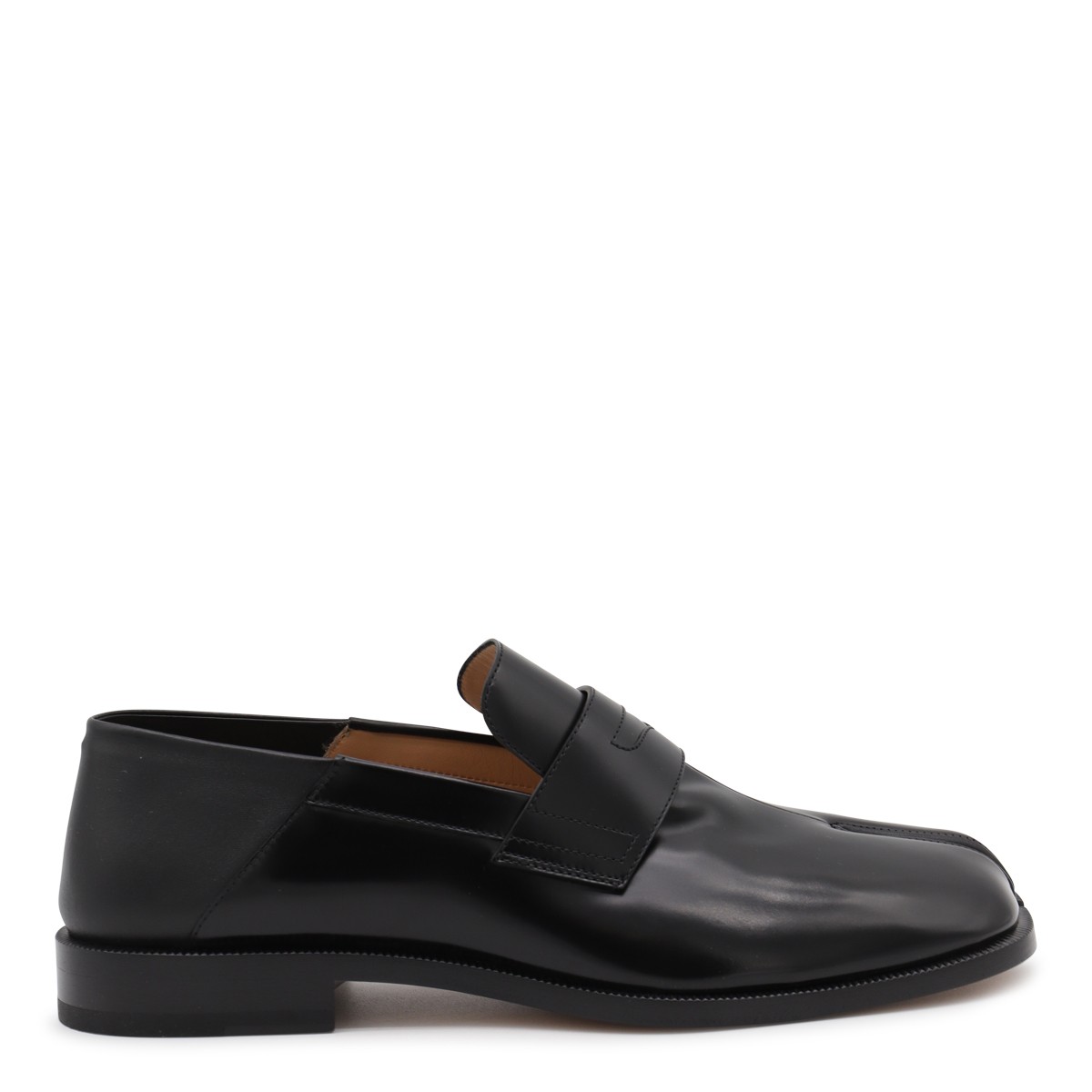 BLACK LEATHER TABI BABOUCHE LOAFERS