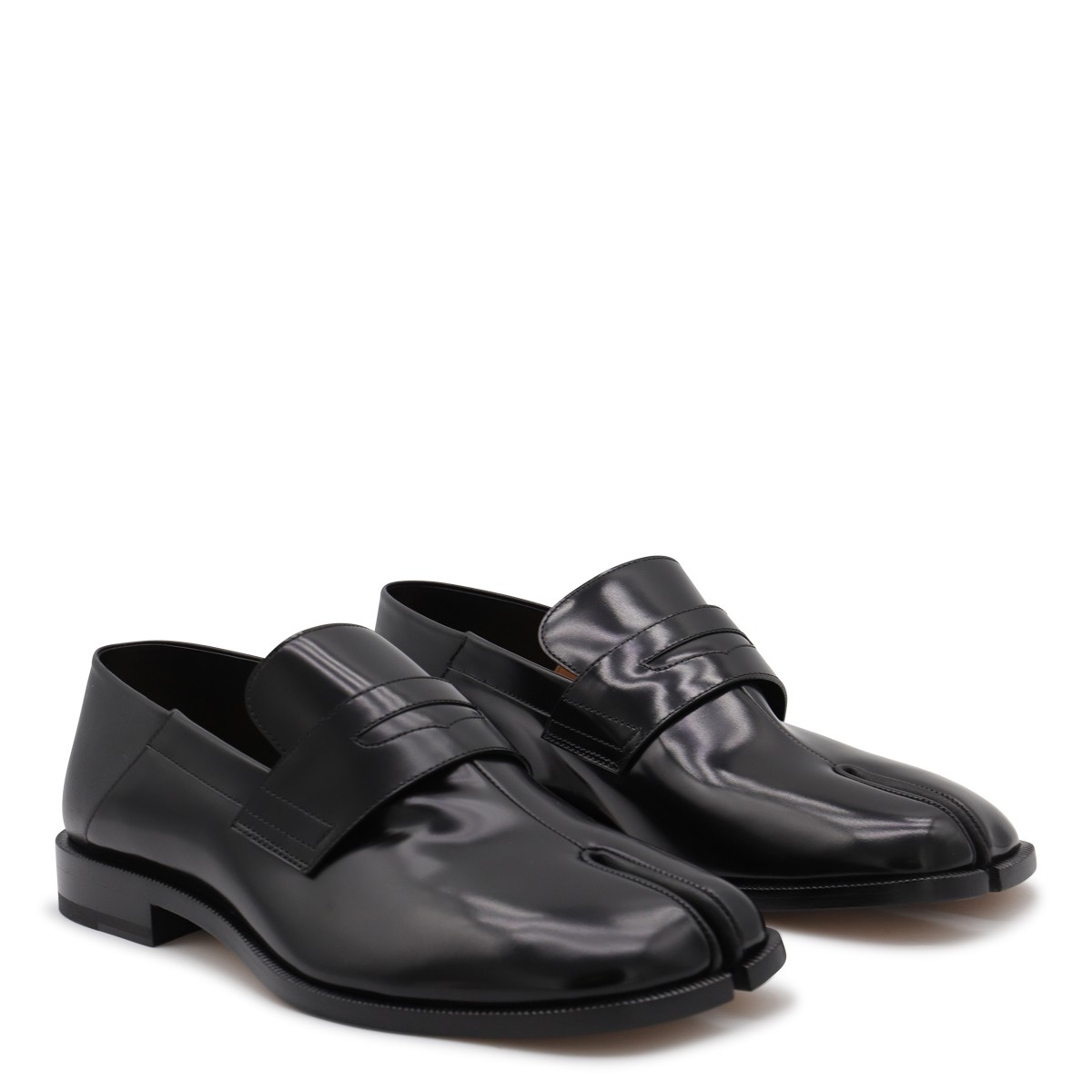 BLACK LEATHER TABI BABOUCHE LOAFERS