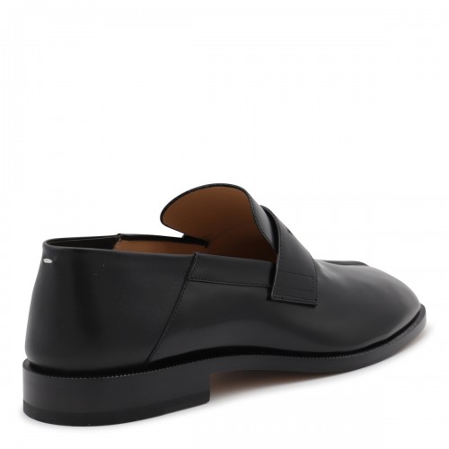 BLACK LEATHER TABI BABOUCHE LOAFERS