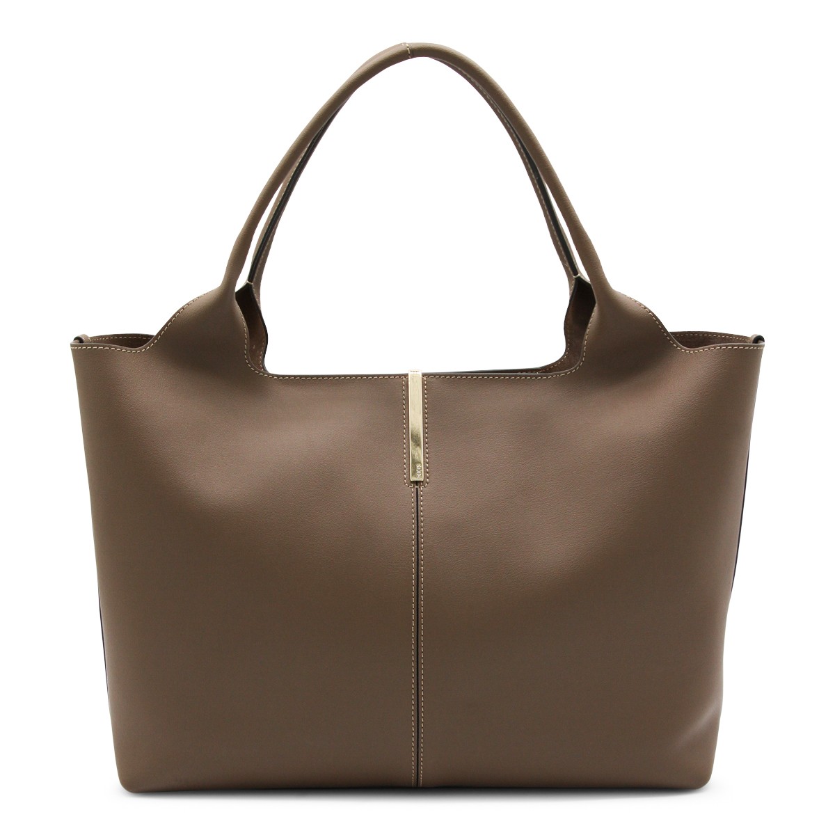 BROWN LEATHER TOP HANDLE BAG