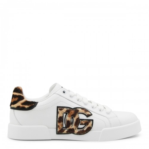 WHITE AND LEOPARD LEATHER...