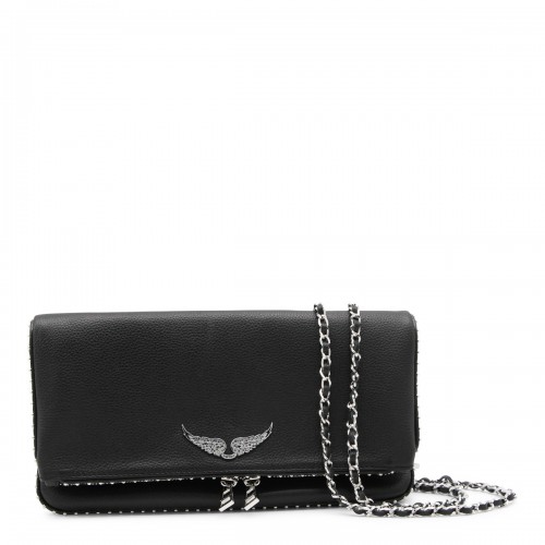 BLACK ROCK GRAINED LEATHER SHOULDER BAG