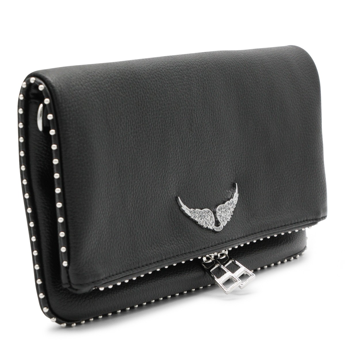 BLACK ROCK GRAINED LEATHER SHOULDER BAG