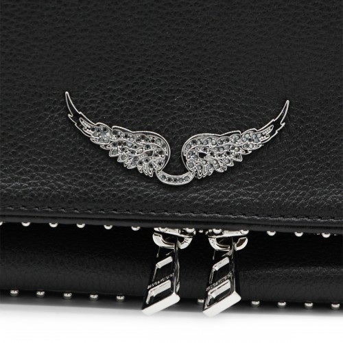 BLACK ROCK GRAINED LEATHER SHOULDER BAG