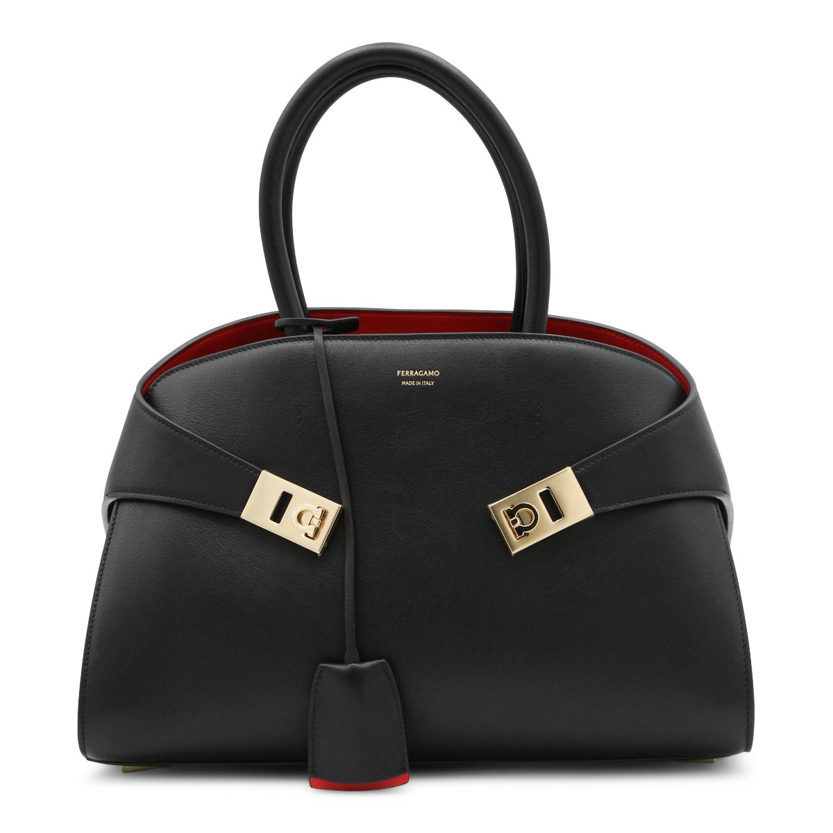 BLACK LEATHER HUG S SHOULDER BAG