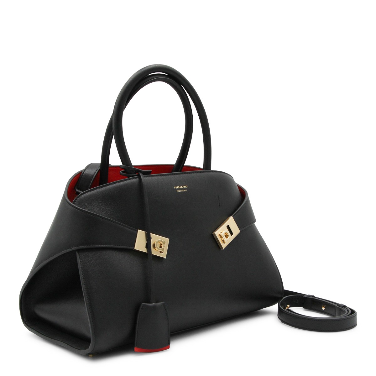 BLACK LEATHER HUG S SHOULDER BAG