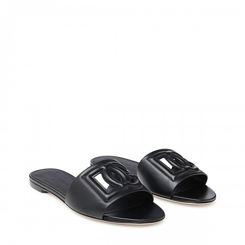 BLACK LEATHE DG MILLENNIALS FLATS