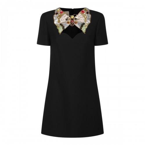 BLACK WOOL BLEND DRESS