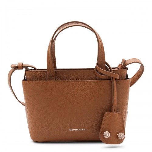 BROWN LEATHER TOP HANDLE BAG