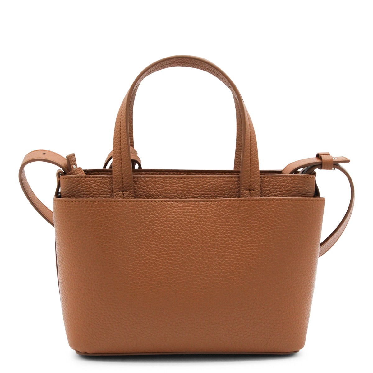 BROWN LEATHER TOP HANDLE BAG