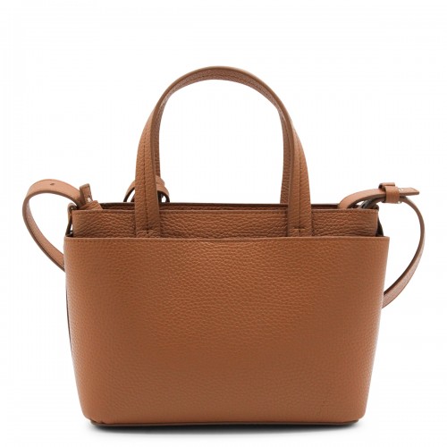 BROWN LEATHER TOP HANDLE BAG
