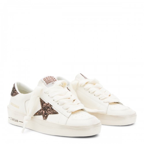 WHITE AND BEIGE LEATHER SUPER STAR SNEAKERS