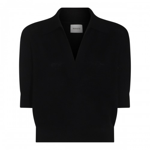 BLACK CASHMERE POLO SHIRT