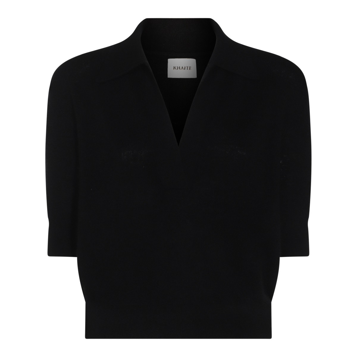 BLACK CASHMERE POLO SHIRT
