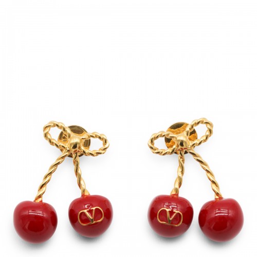 GOLD AND RED BRASS EARRINGS