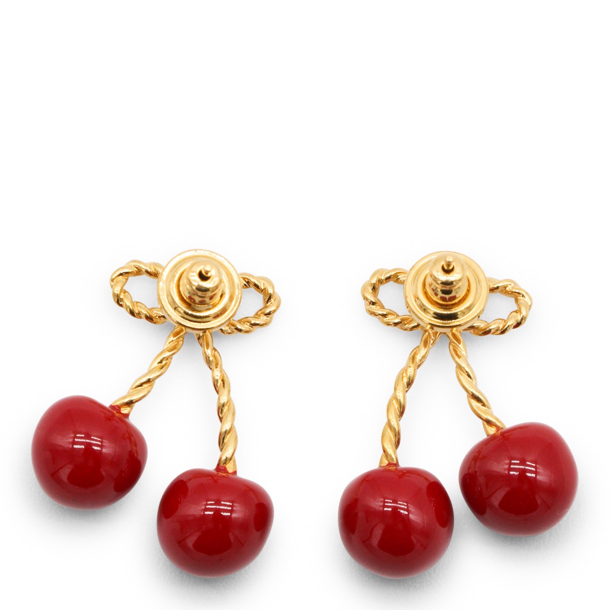 GOLD AND RED BRASS EARRINGS