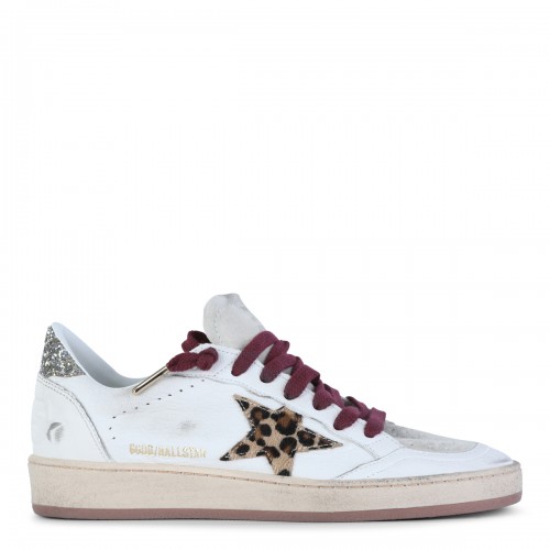 WHITE AND GREY LEATHER SUPER STAR SNEAKERS