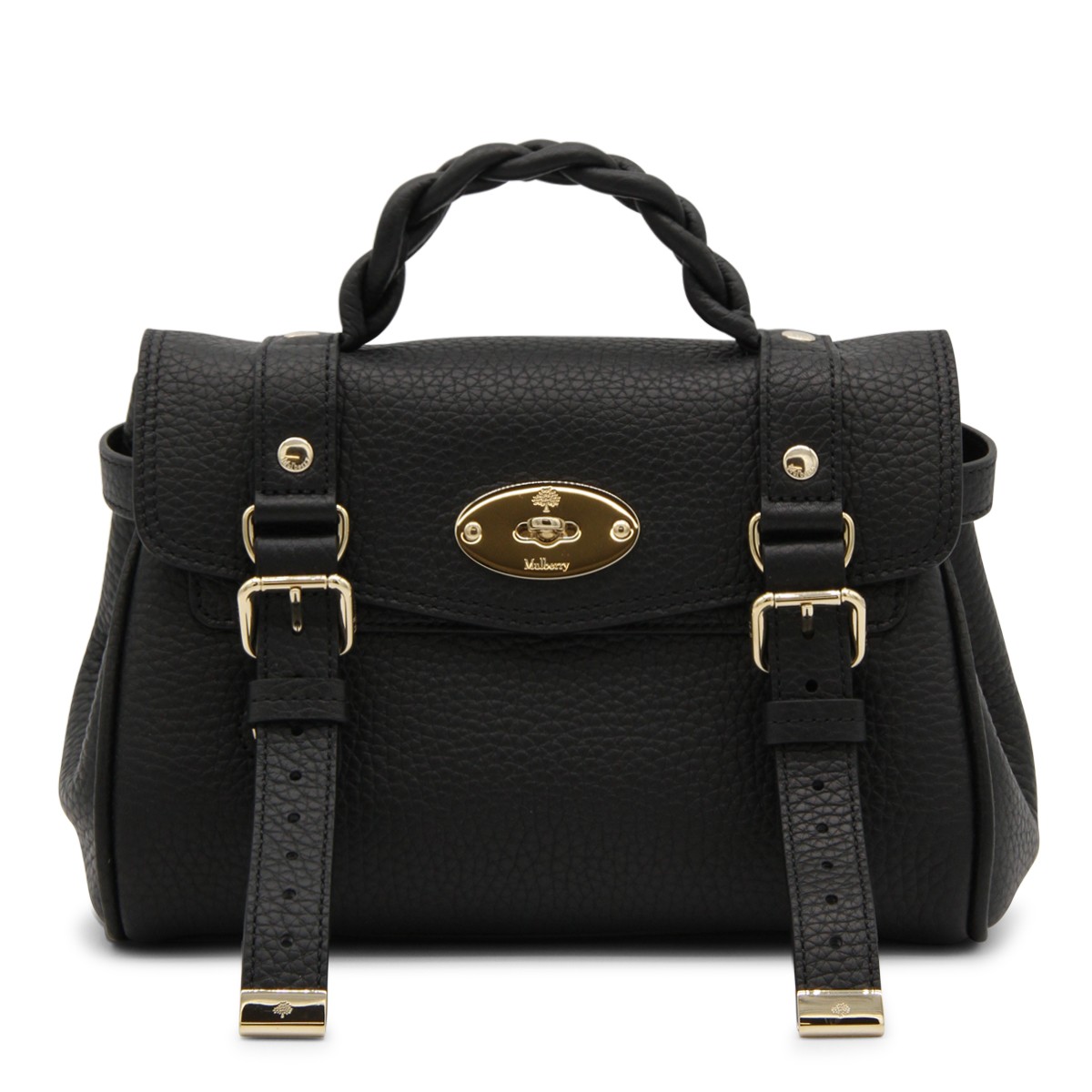 BLACK LEATHER MINI ALEXA HEAVY GRAIN...