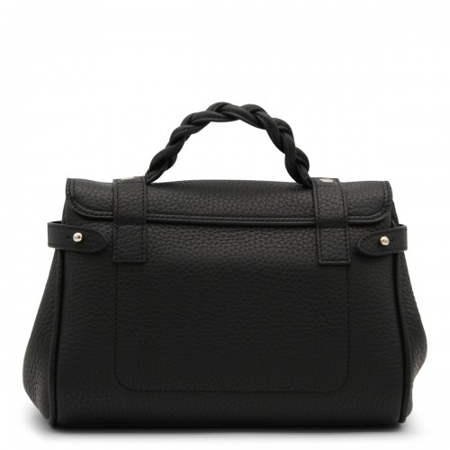 BLACK LEATHER MINI ALEXA HEAVY GRAIN TOP HANDLE BAG