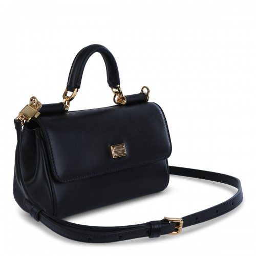 BLACK LEATHER MY SICILY SMALL TOP HANDLE BAG