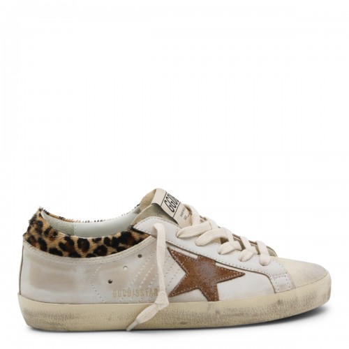 BEIGE AND LEOPARD LEATHER SUPERSTAR SNEAKERS