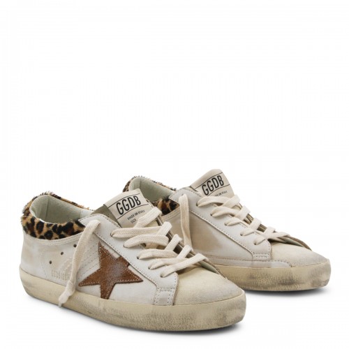 BEIGE AND LEOPARD LEATHER SUPERSTAR SNEAKERS