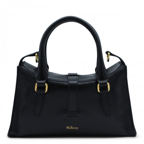 BLACK LEATHER MINI ROXANNE HIGH SHINE TOP HANDLE BAG