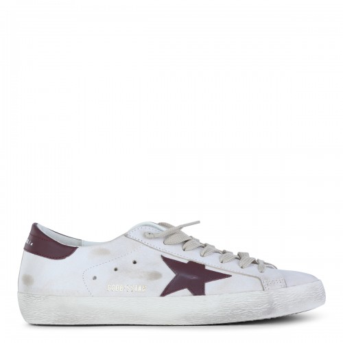 WHITE AND RED LEATHER SUPER STAR SNEAKERS