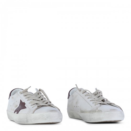 WHITE AND RED LEATHER SUPER STAR SNEAKERS