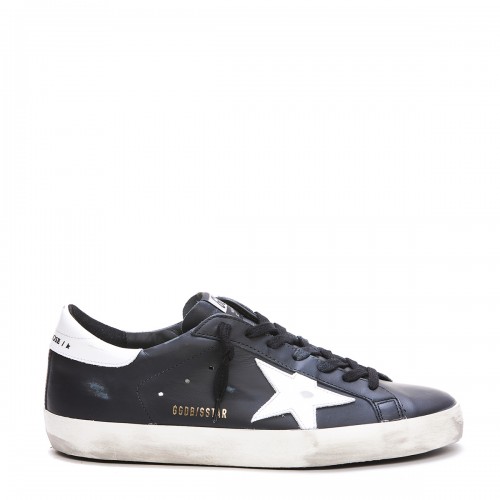 BLACK AND WHITE LEATHER SUPER-STAR SNEAKERS